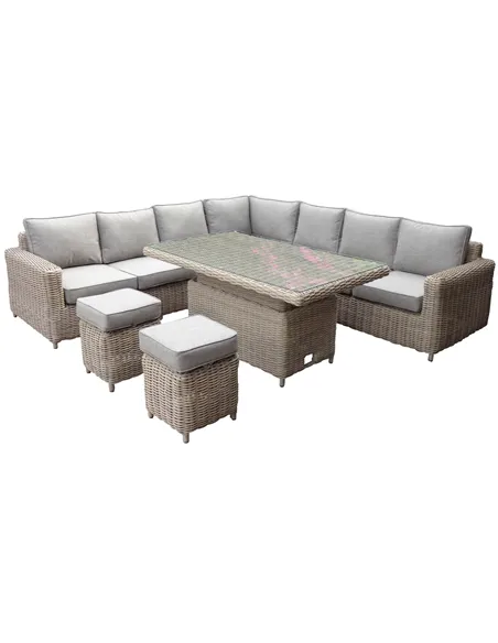 Hill Interiors Amalfi Outdoor Large Corner Set With Riser Table + 2 Stools 23914