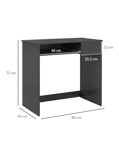 HOMCOM Compact Computer Desk with Keyboard Tray and Drawer, Study Desk, Writing Desk for Home Office, Grey