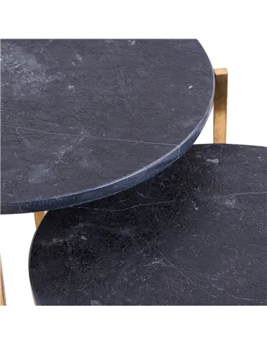 Hill Interiors Set Of 2 Gold And Black Marble Tables 20802