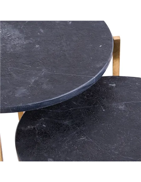 Hill Interiors Set Of 2 Gold And Black Marble Tables 20802