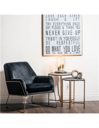 Hill Interiors Set Of 2 Gold And Black Marble Tables 20802