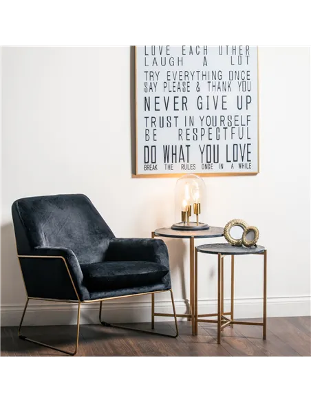 Hill Interiors Set Of 2 Gold And Black Marble Tables 20802