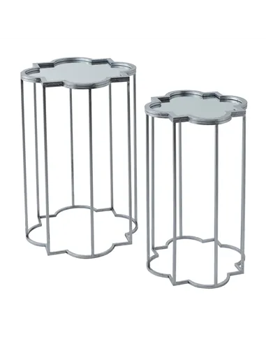 Hill Interiors Quarter Foil Mirrored Set Of Two Side Tables 21468