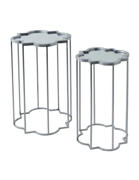 Hill Interiors Quarter Foil Mirrored Set Of Two Side Tables 21468