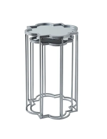 Hill Interiors Quarter Foil Mirrored Set Of Two Side Tables 21468