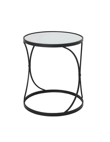 Hill Interiors Concaved Set Of Two Black Mirrored Side Tables 22487