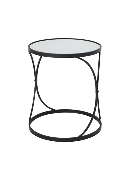 Hill Interiors Concaved Set Of Two Black Mirrored Side Tables 22487
