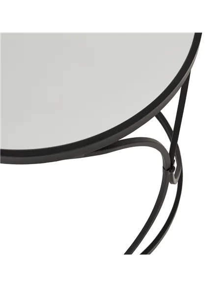 Hill Interiors Concaved Set Of Two Black Mirrored Side Tables 22487