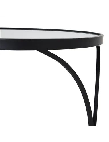 Hill Interiors Concaved Set Of Two Black Mirrored Side Tables 22487