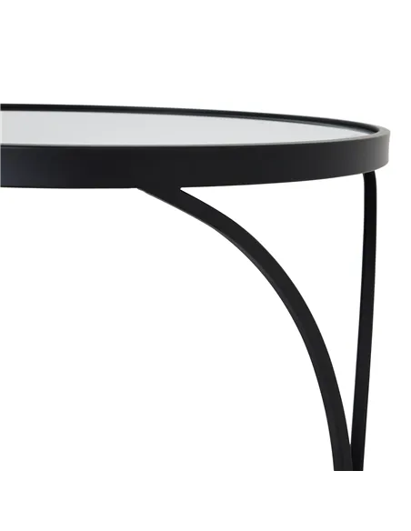 Hill Interiors Concaved Set Of Two Black Mirrored Side Tables 22487