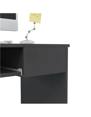HOMCOM Compact Computer Desk with Keyboard Tray and Drawer, Study Desk, Writing Desk for Home Office, Grey