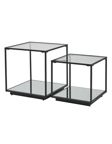 Hill Interiors Lennox Black Framed Set Of 2 Side Tables 23958