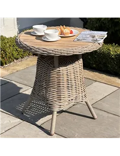 Hill Interiors Amalfi Collection Outdoor Bistro Table With Wood Top 23905