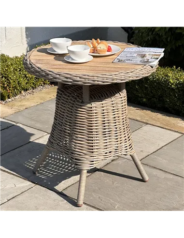 Hill Interiors Amalfi Collection Outdoor Bistro Table With Wood Top 23905