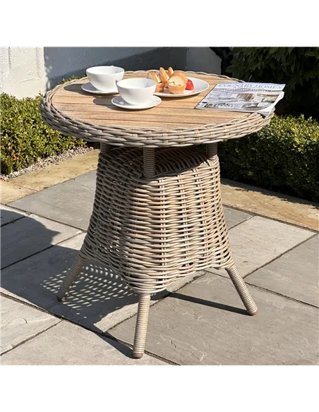 Hill Interiors Amalfi Collection Outdoor Bistro Table With Wood Top 23905