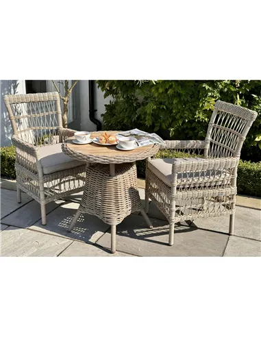 Hill Interiors Amalfi Collection Outdoor Bistro Table With Wood Top 23905