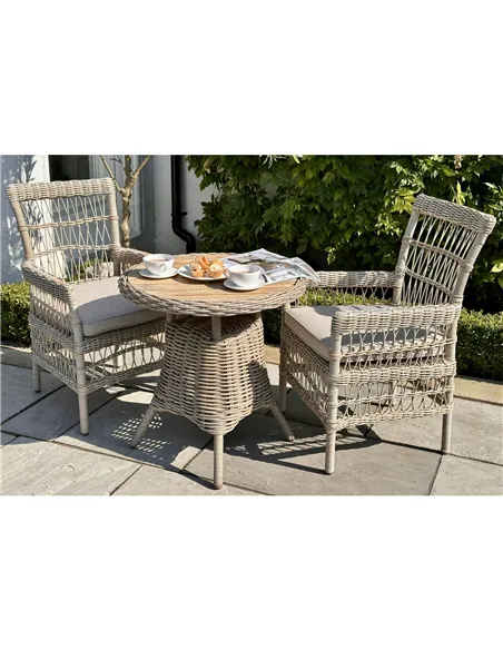 Hill Interiors Amalfi Collection Outdoor Bistro Table With Wood Top 23905