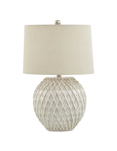 Hill Interiors Lattice Ceramic Table Lamp With Linen Shade 23056