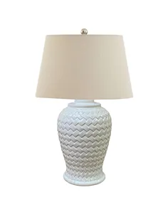 Hill Interiors Woven Ceramic Table Lamp With Linen Shade 23058