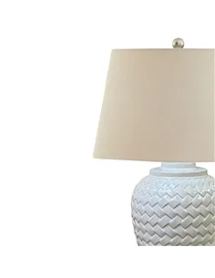 Hill Interiors Woven Ceramic Table Lamp With Linen Shade 23058 2
