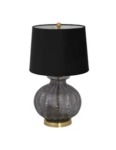 Hill Interiors Luxton Glass Fluted Lamp With Black Velvet Shade 23978