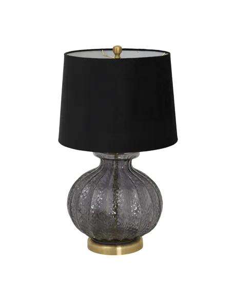 Hill Interiors Luxton Glass Fluted Lamp With Black Velvet Shade 23978