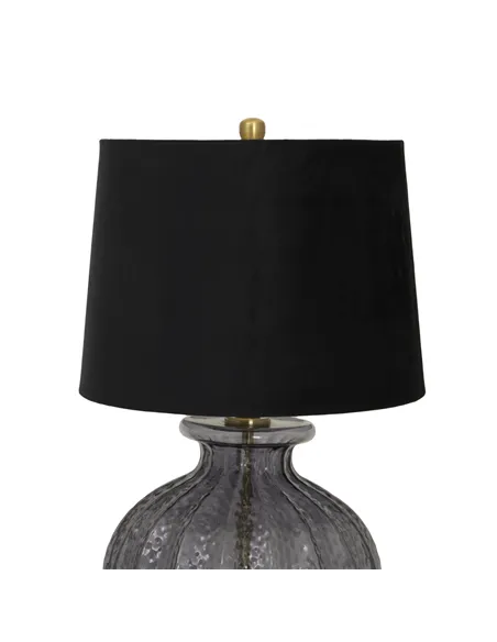 Hill Interiors Luxton Glass Fluted Lamp With Black Velvet Shade 23978
