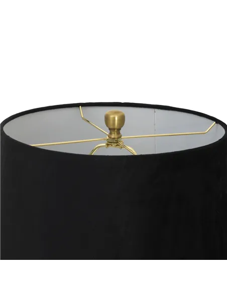 Hill Interiors Luxton Glass Fluted Lamp With Black Velvet Shade 23978