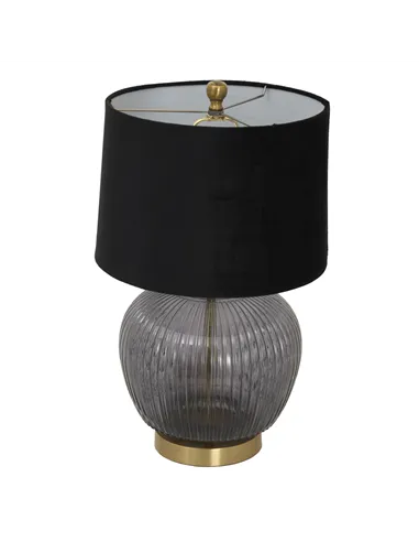 Hill Interiors Luxton Glass Ribbed Lamp With Black Velvet Shade 23979