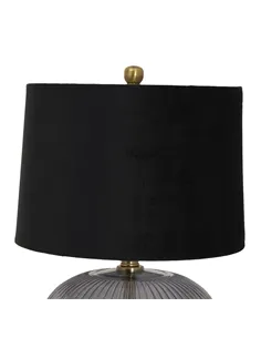 Hill Interiors Luxton Glass Ribbed Lamp With Black Velvet Shade 23979 2
