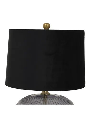 Hill Interiors Luxton Glass Ribbed Lamp With Black Velvet Shade 23979