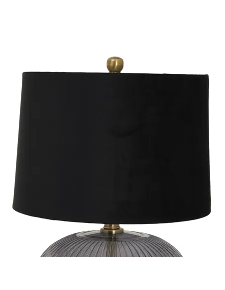 Hill Interiors Luxton Glass Ribbed Lamp With Black Velvet Shade 23979