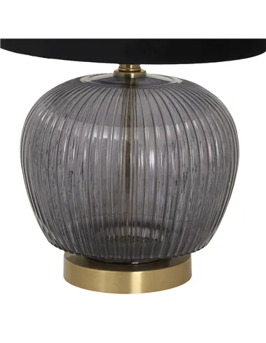 Hill Interiors Luxton Glass Ribbed Lamp With Black Velvet Shade 23979