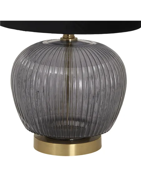 Hill Interiors Luxton Glass Ribbed Lamp With Black Velvet Shade 23979
