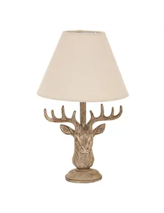 Hill Interiors Stonewashed Stag Head Table Lamp With Linen Shade 24004