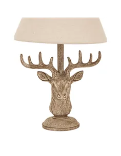 Hill Interiors Stonewashed Stag Head Table Lamp With Linen Shade 24004 2