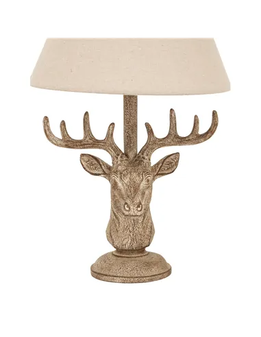 Hill Interiors Stonewashed Stag Head Table Lamp With Linen Shade 24004