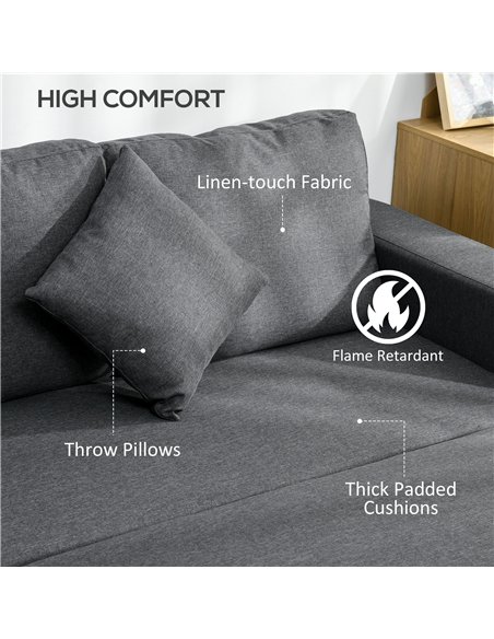 HOMCOM Corner Sofa Bed with Storage, 3 Seater Pull Out Sofa Bed, Convertible L Shape Sofa Couch with Reversible Chaise Lounge fo
