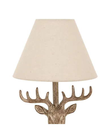 Hill Interiors Stonewashed Stag Head Table Lamp With Linen Shade 24004