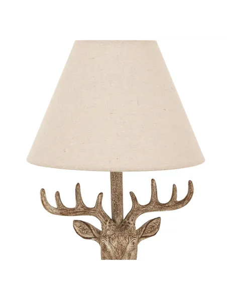 Hill Interiors Stonewashed Stag Head Table Lamp With Linen Shade 24004