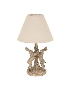 Hill Interiors Stonewashed Marching Hares Lamp With Linen Shade 24005