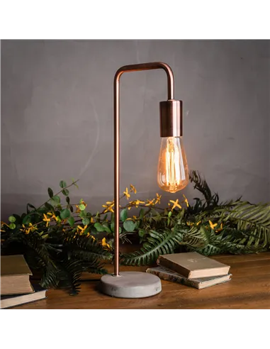 Hill Interiors Copper Industrial Lamp With Stone Base 19503