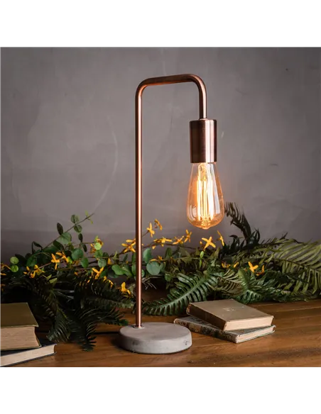 Hill Interiors Copper Industrial Lamp With Stone Base 19503