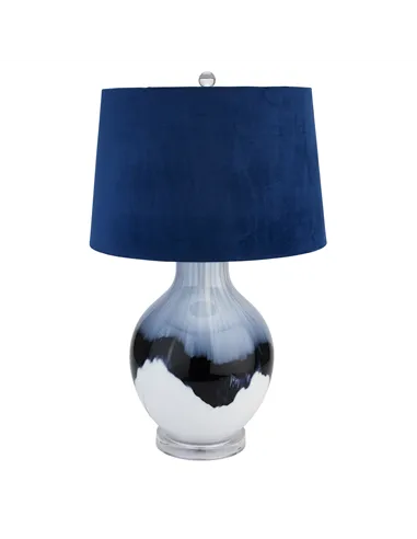 Hill Interiors Ice Shadows Table Lamp With Navy Blue Lampshade 22644