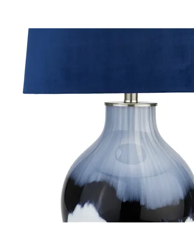 Hill Interiors Ice Shadows Table Lamp With Navy Blue Lampshade 22644
