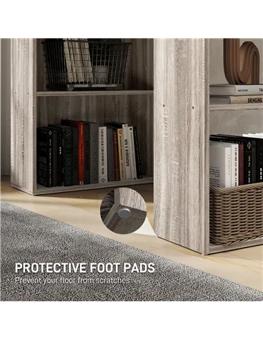 HOMCOM 120cm Computer Desk, Wooden PC Laptop Table with 6-Tier Storage Bookshelves, Home Office Working Study Desk, Writing Work