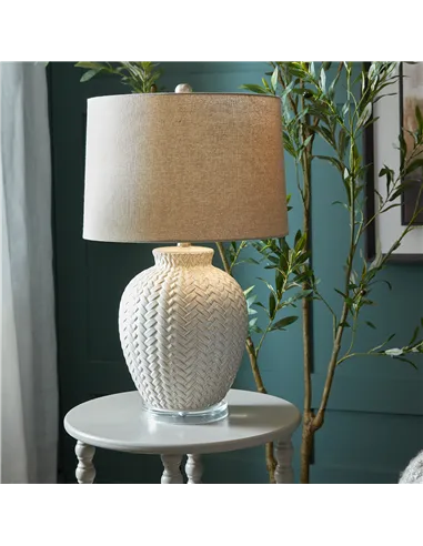 Hill Interiors Twill Weave Ceramic Table Lamp With Linen Shade 24006