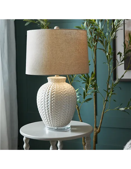 Hill Interiors Twill Weave Ceramic Table Lamp With Linen Shade 24006