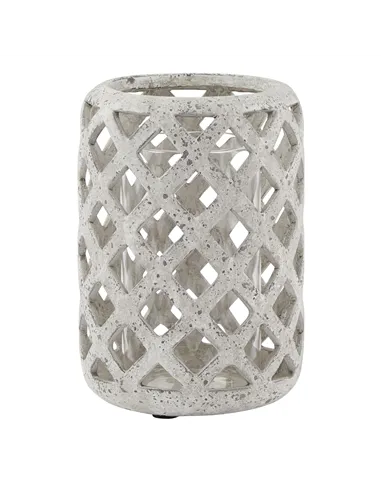 Hill Interiors Grey Stone Effect Hurricane Lantern 23660