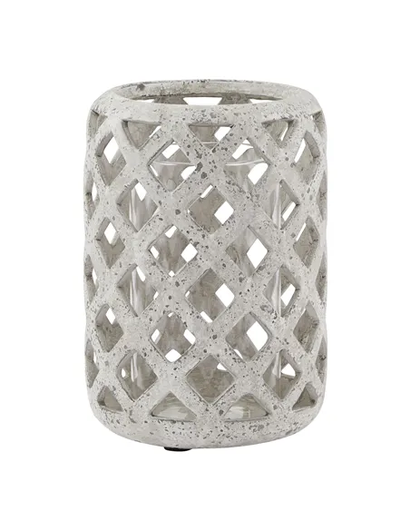 Hill Interiors Grey Stone Effect Hurricane Lantern 23660